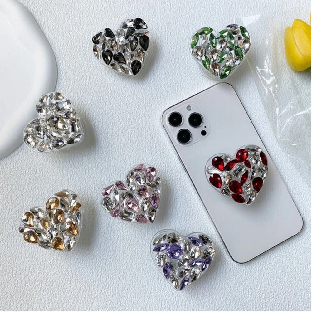 Heart Shaped Phone Grip In Black